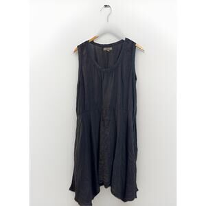 FLAX Linen Sleeveless Pullover Dress Medium Gray Pinafore